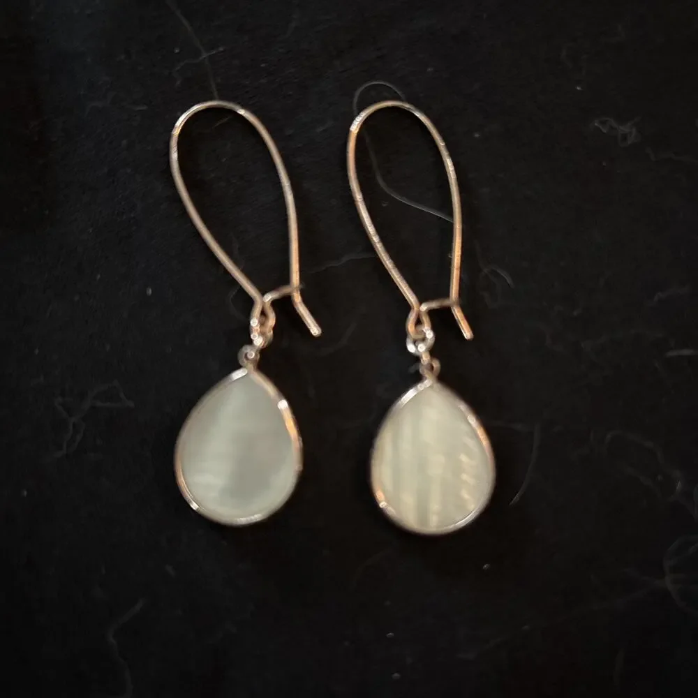 Mother Of Pearl/Gold Drop Earrings